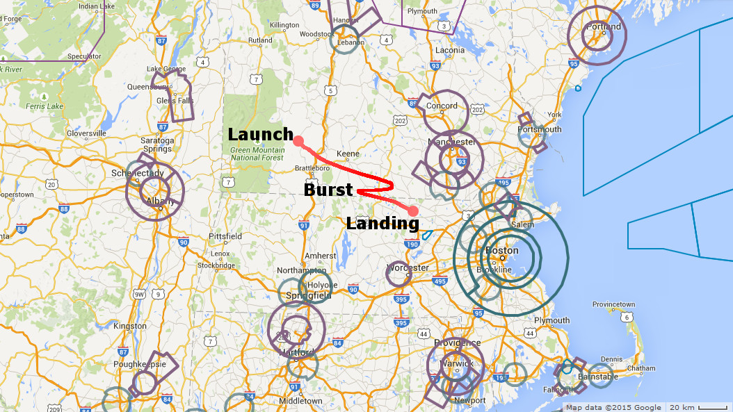 High Altitude Balloon - Predicted flight path
